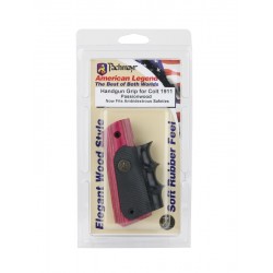 1911 Laminated Pink and Rubber Grip with Finger Grooves for Shooting and Reloading