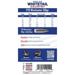 Cart. Nosler Cal. 270 Win - 130gr. 20 un. Whitetail Country Solid Base