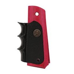 1911 Laminated Pink and Rubber Grip with Finger Grooves for Shooting and Reloading